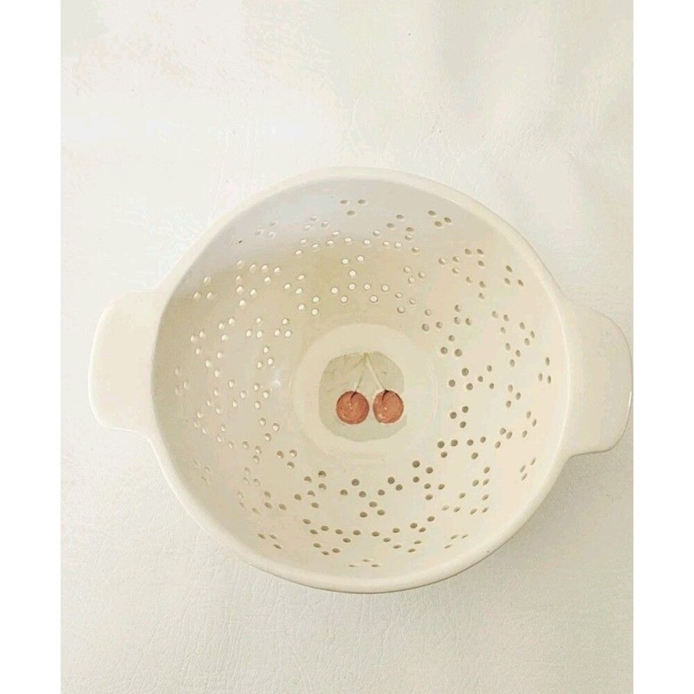 Rare Retired Rae Dunn Ceramic Cherry Orchard Colander By Magenta Cottagecore